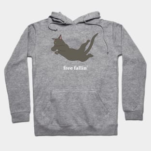 Free Falling Grey Cat Hoodie